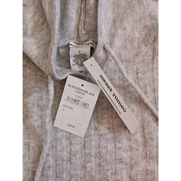 Sweet Romeo Grey Sweater Rib Knit Hoodie/NWT, Size Small - Picture 3 of 4